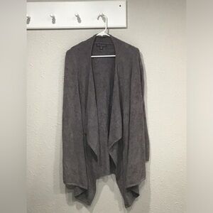 Barefoot Dreams Calypso Wrap Cardigan L/XL Bamboo Chic Lite Knit Gray Open Front